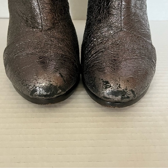 Rag & Bone Women’s Newbury Gunmetal Crinkle Leather Black Ankle Bootie 6.5 - Picture 4 of 15